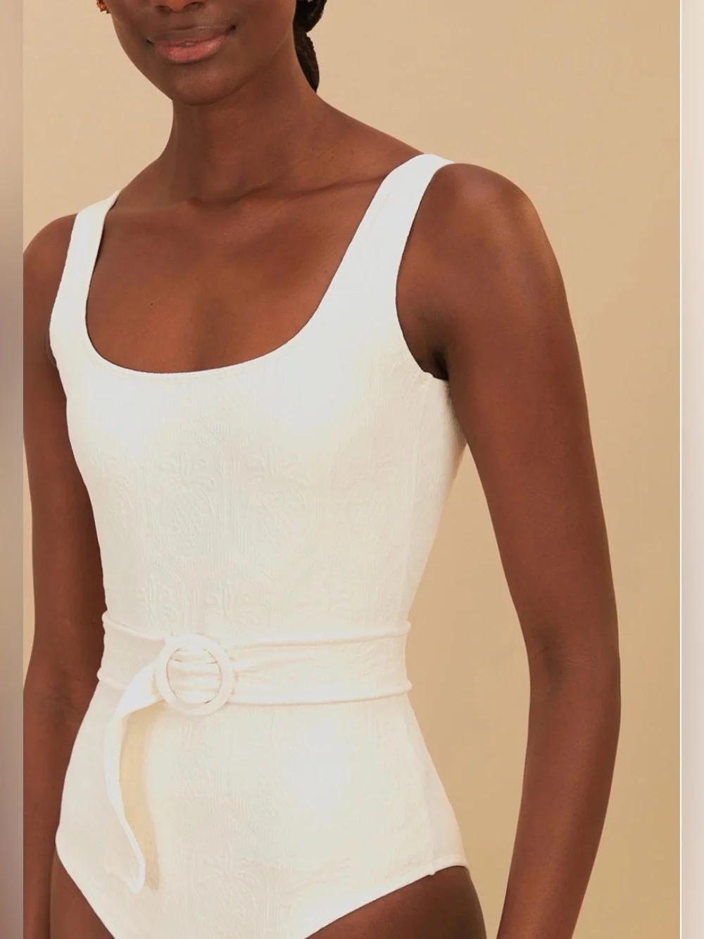 Farm Rio: WHITE PINEAPPLE MATELASSE ONE PIECE